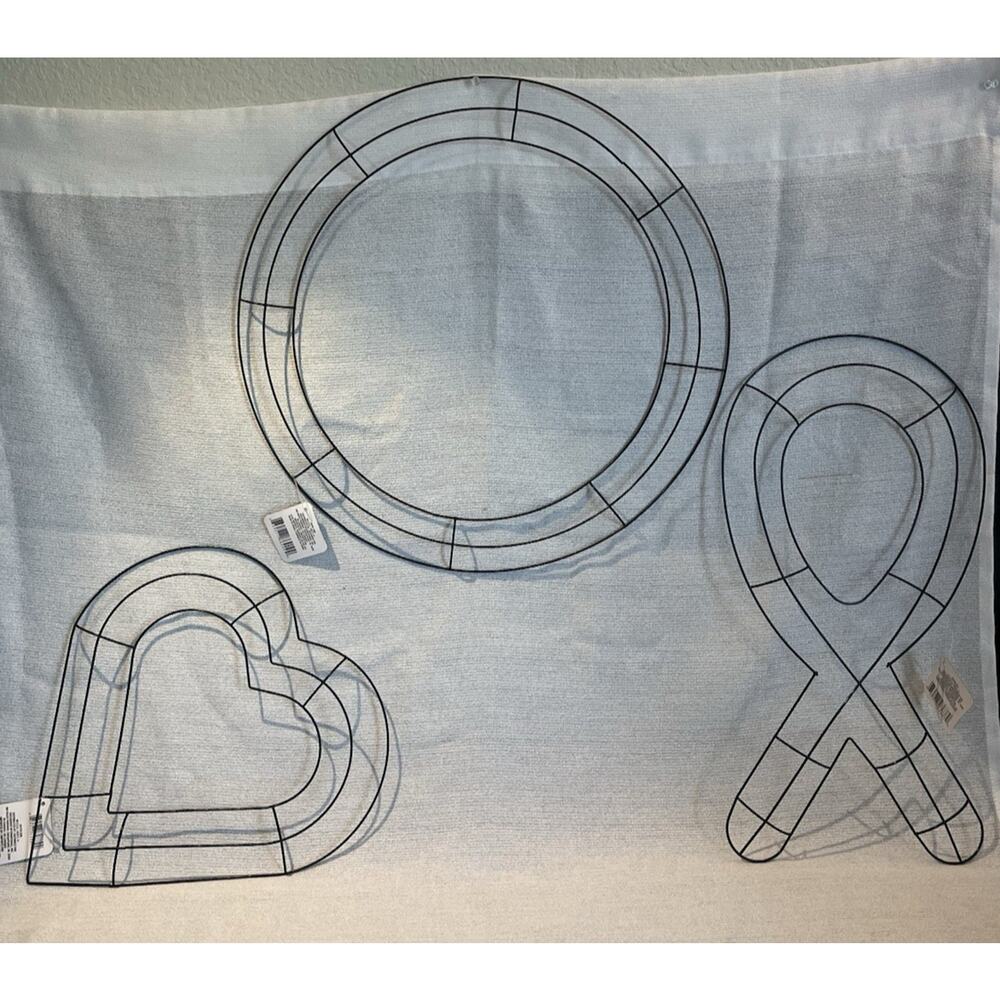 3 Wreath Wires | NWT | Different Shapes | Heart | Awareness Ribbon | Circle